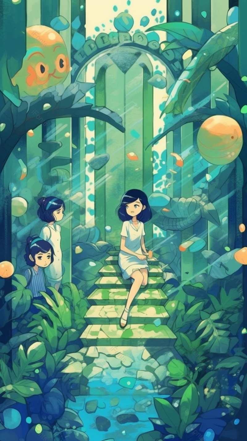 草地植物绿色女生全身半身雨林潮湿唯美海报素材,插画/手绘图,插画/手绘图库,插画/手绘图下载,插画/手绘
